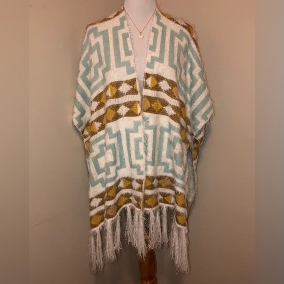 NWT Free People Diamond Back Boho Kimono Open Front Sweater,Size-OS - Picture 2 of 11